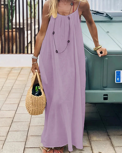 Women's Solid Color Backless Cami Dress